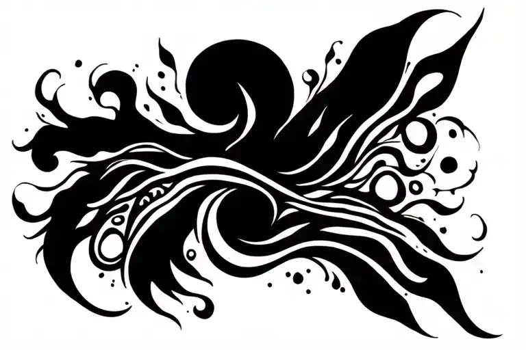 tribal divine feminine represented by water as the flow of life tattoo design idea