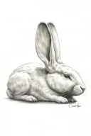 white rabbit sleeping tattoo design idea