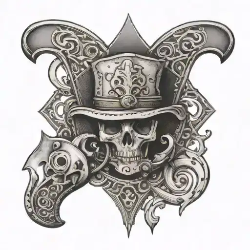 A jack of spades with cowboy boots and wrenches  tattoo design idea