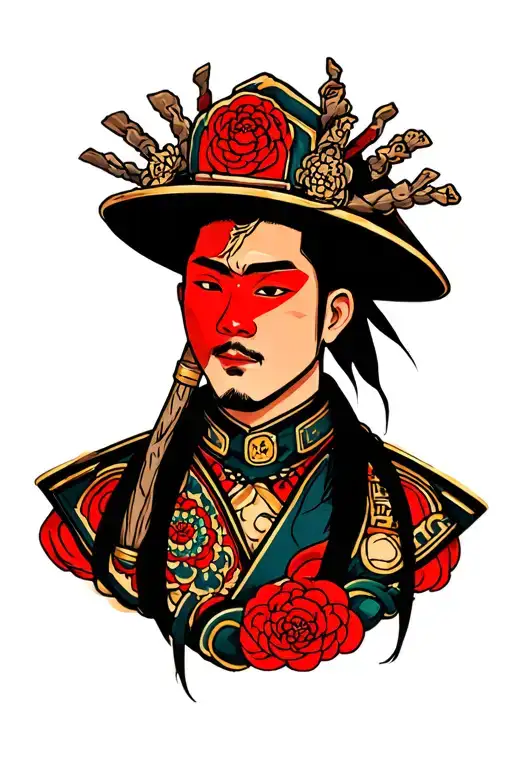 half breed lover fireman tattoo design idea