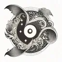 yin yang pisces zodiac sign tattoo design idea