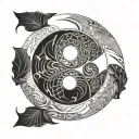 yin yang pisces zodiac sign tattoo design idea