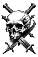 skull and swords crossing tattoo design idea