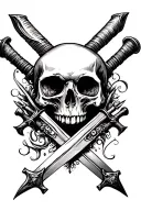 skull and swords crossing tattoo design idea