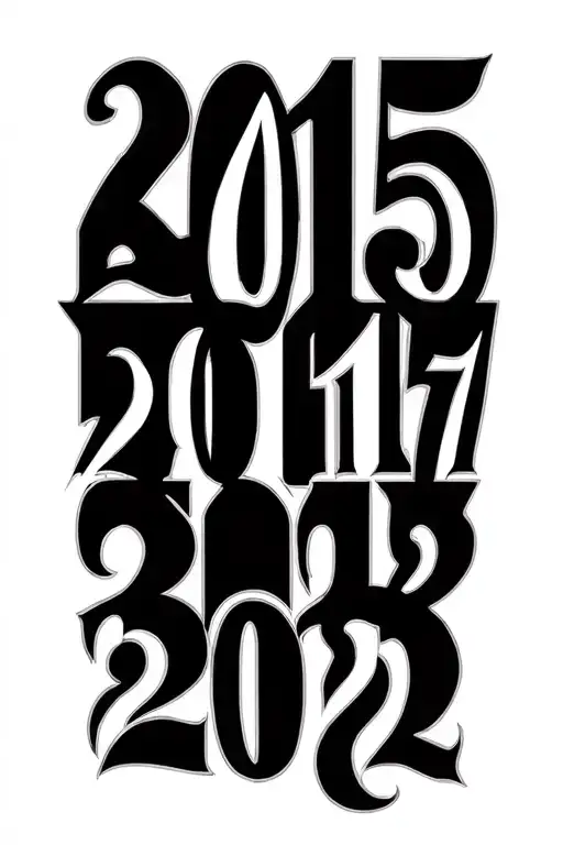 Roman numerals 2015 2017 2019 2022 tattoo design idea