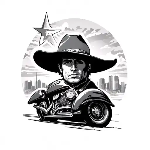 space cowboy withe houston highways winding tattoo design idea