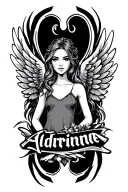name adrienne with wings  tattoo design idea
