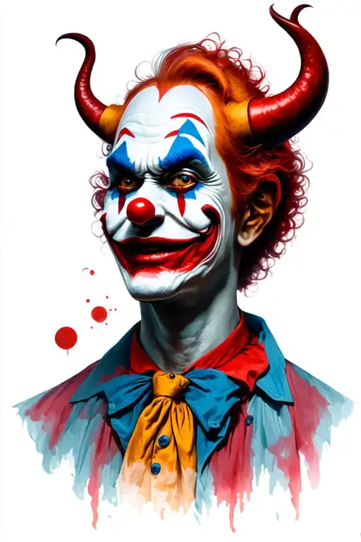 split personality demon clown tattoo design idea