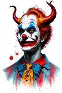 split personality demon clown tattoo design idea