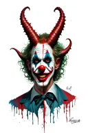 split personality demon clown tattoo design idea