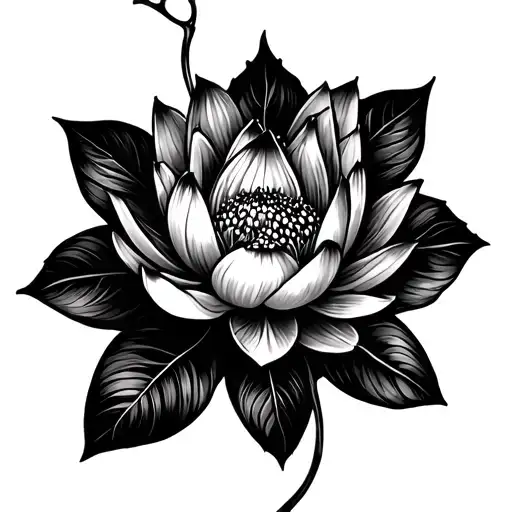 vines lotus flower intertwined tattoo design idea