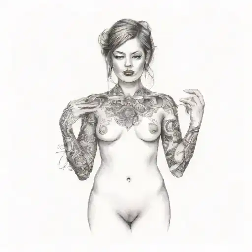 petite,naughty,nude,sexy,full body,anatomically correct,realism tattoo design idea