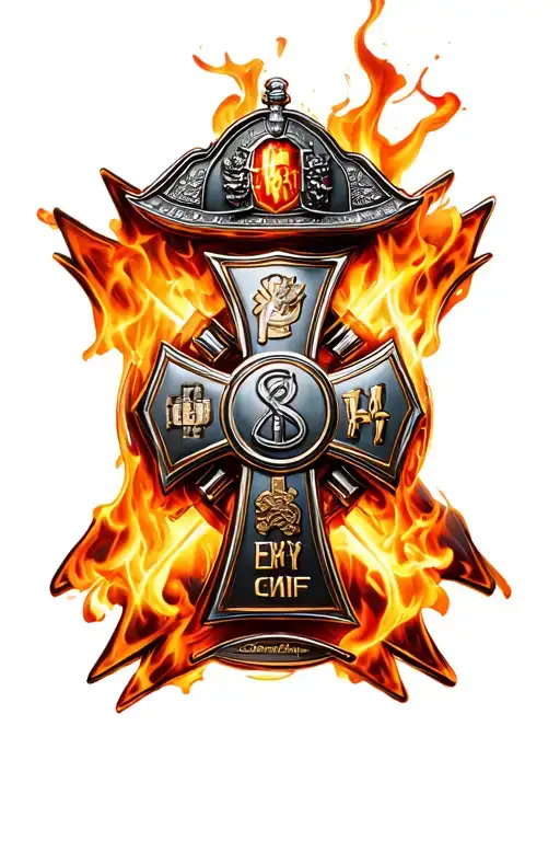 firefighter Maltese cross tattoo design idea