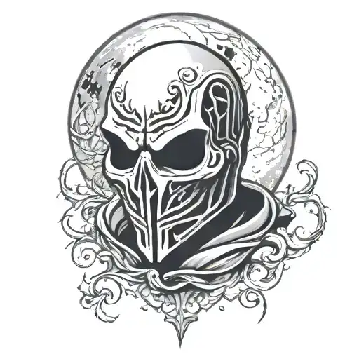 full moon w ghostface mask tattoo design idea