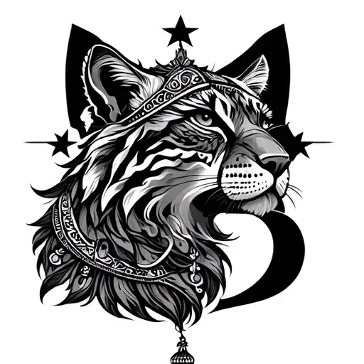 Ukrainian culture, animal, pattern, star, sky, building, city, aesthetic tattoo design idea