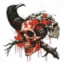 dead tree moon crow skull tattoo design idea