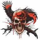 dead tree moon crow skull tattoo design idea