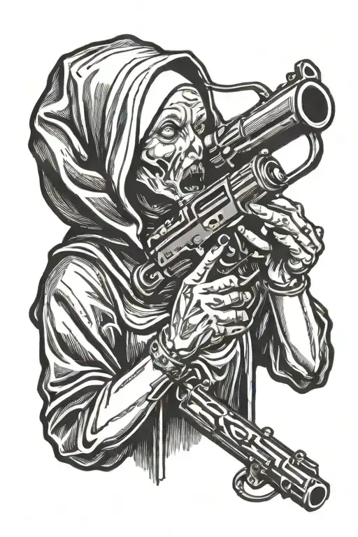 Nun licking a gun tattoo design idea
