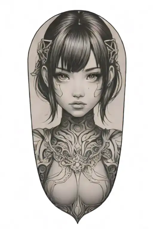 Girl anime character tattoo design idea