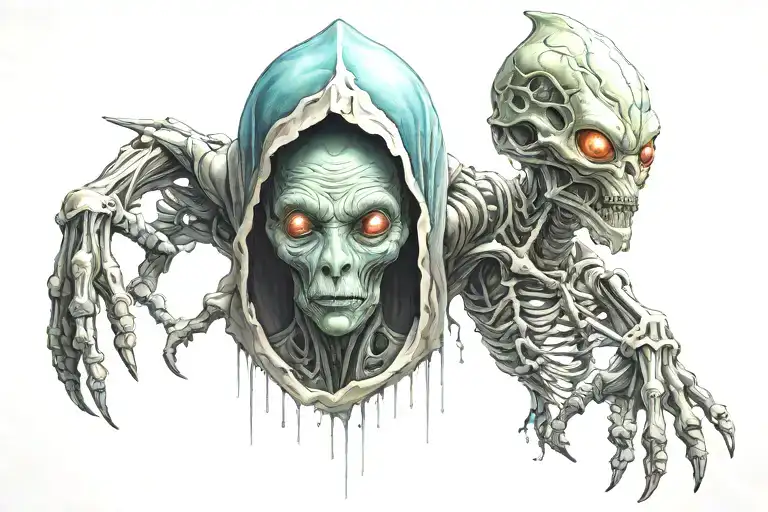a chill wise alien tattoo design idea