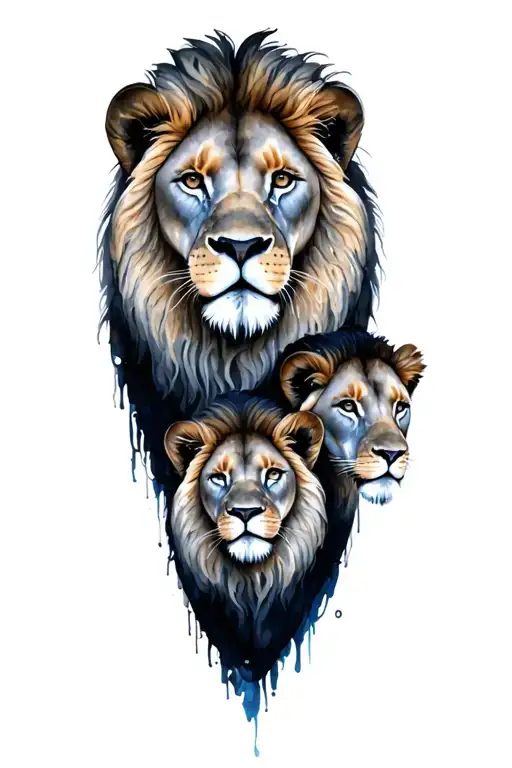 lion family tattoo of 9 tattoo design idea