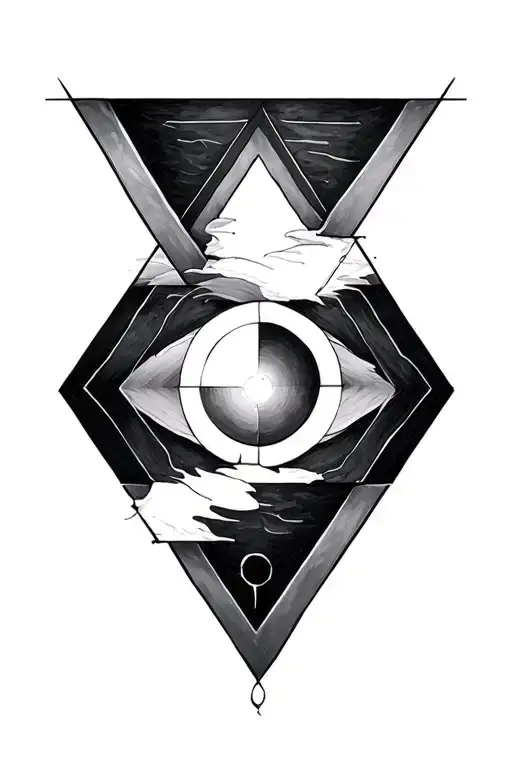 hexagon to pentagon to square to triangle to circle tattoo design idea