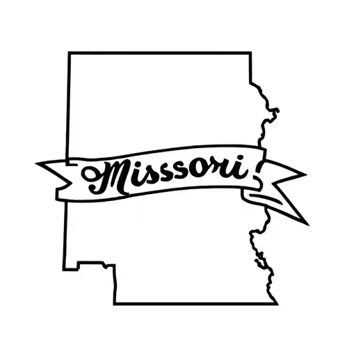 idaho state outline with "Missouri" banner wrapped tattoo design idea