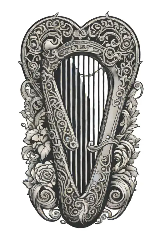 irish harp tattoo design idea