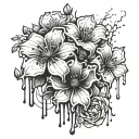 flowers with liquid dripping from the bottom tattoo design idea