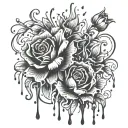 flowers with liquid dripping from the bottom tattoo design idea