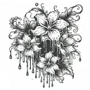 flowers with liquid dripping from the bottom tattoo design idea