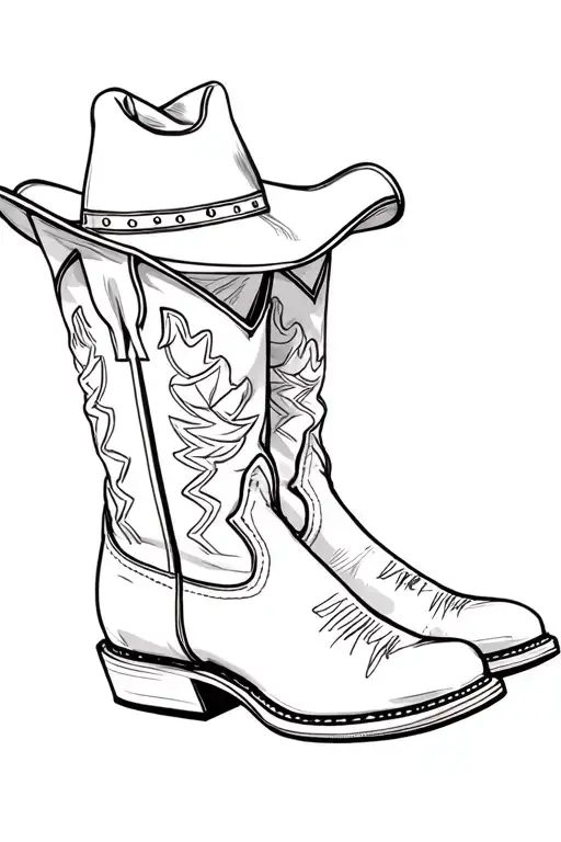 cowboy boots with a John deere hat sitting tattoo design idea