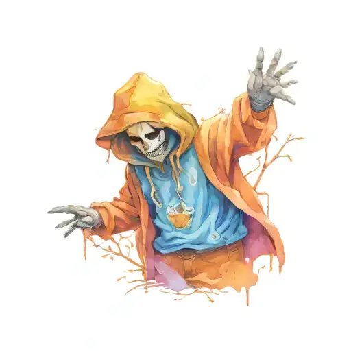 scarecrow wearing a hoodie tattooing tattoo design idea