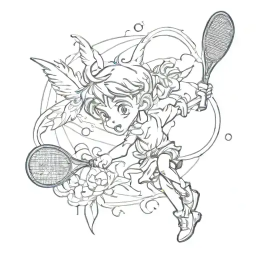 peter pan tennis tattoo design idea