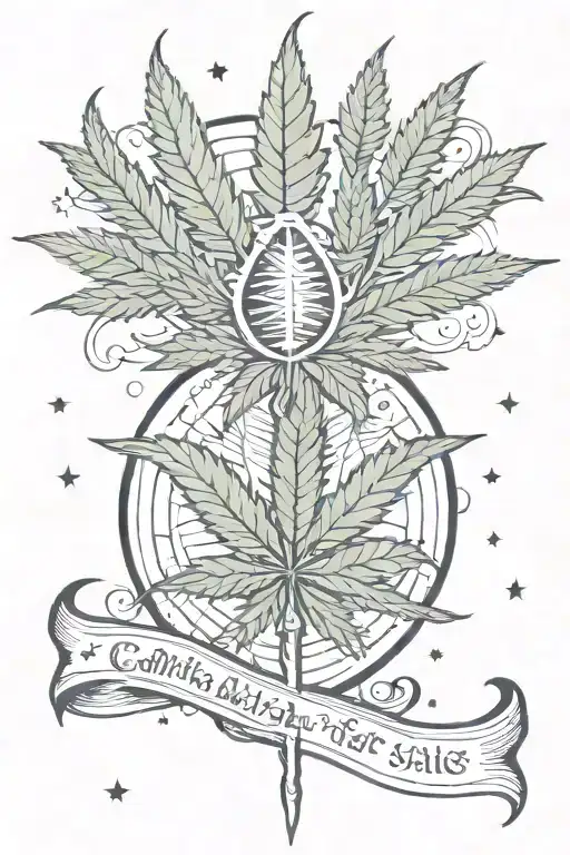 cannabis magic tattoo design idea