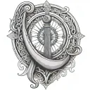 harp and compass celtic tattoo design idea