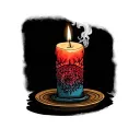 medium length candle with a wick on both ends slowly burning with smoke illuminating both if the ends tattoo design idea