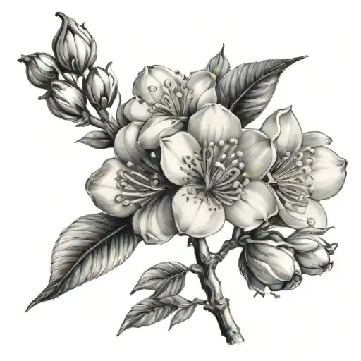 pear flowers tattoo design idea
