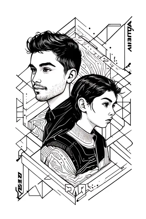 Electrician Spark KIds name Lars and Hannah tattoo design idea