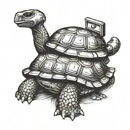 turtle with a tool box  tattoo design idea