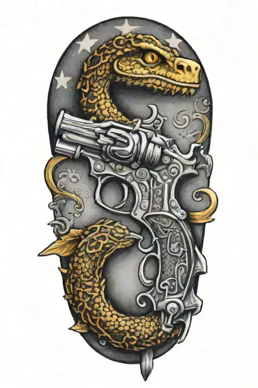 don't tread on me flintlock pistols  tattoo design idea
