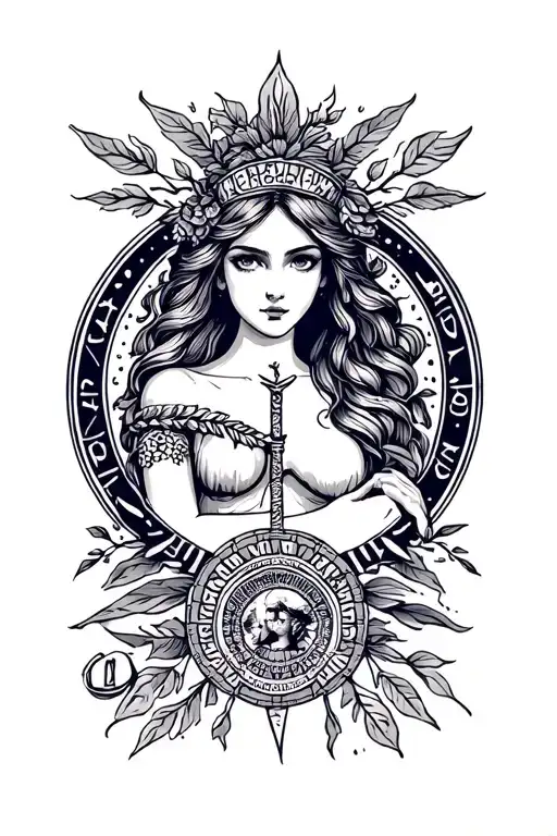 zodiac sign Libra birth girl tattoo design idea