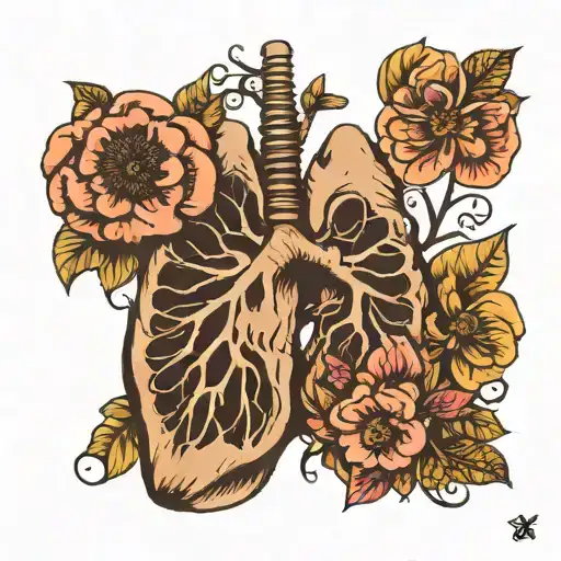 lungs with flowers and a fingerprint    tattoo design idea
