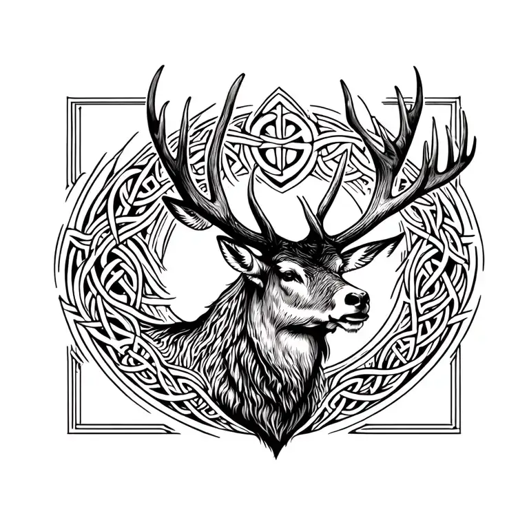 Celtic Stag head tattoo design idea
