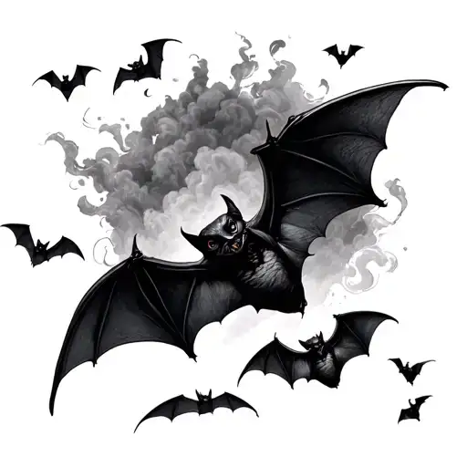 small bats flying overhead tattoo design idea