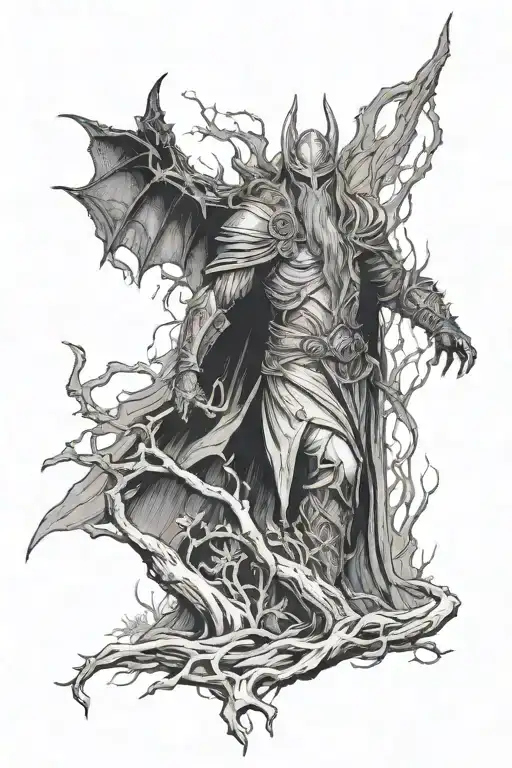 witch king of angmar, treebeard and balrog tattoo design idea