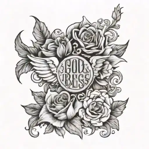 God bless you tattoo design idea