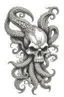 Kraken skull with tentacles  tattoo design idea