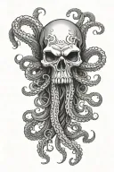 Kraken skull with tentacles  tattoo design idea