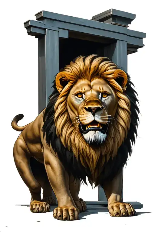 guillotine choke lion tattoo design idea